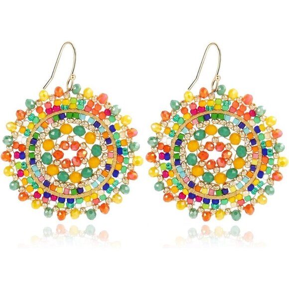 No Brand Jewelry - 🆕 Women Yellow Summer Beaded Earrings Crystals Glass Dangle Drop Bohemia Lover